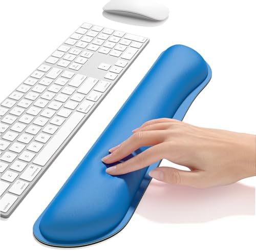 Dapesuom Enlarge Keyboard Wrist Rest, Memory Foam Keyboard Wrist Cushion for Computer Desk Mats Support, Typing Pain Relief Ergonomic Mouse Pad Rests with Non-Slip Base for Gaming, Laptop, Dark Blue