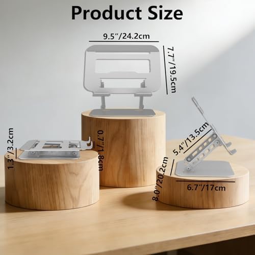Adjustable Laptop Stand Computer Riser for Desk, Silver
