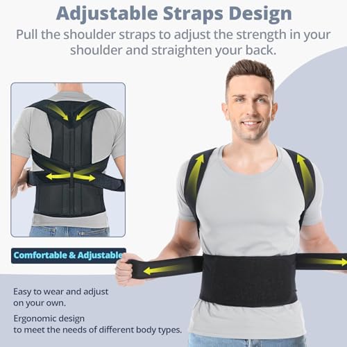 Fitsupport Back Brace Posture Corrector for Women and Men Back Lumbar Support Shoulder Posture Support for Improve Posture Provide and Back Pain Relief Large(Pack of 1)