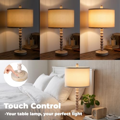 LALISU Farmhouse Table Lamp Cordless Touch Dimmable Bedside Lamps