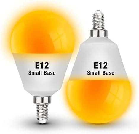 E12 Small Candelabra Base Amber Sleep Light Bulbs,1800K Blue Light Blocking