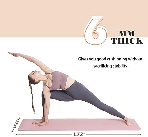 Yoga Mat Non Slip, Pilates Fitness Mats, Eco Friendly, Anti-Tear 1/4" Thick Yoga Mats for Women, Exercise Mats for Home Workout with Carrying Sling and Storage Bag