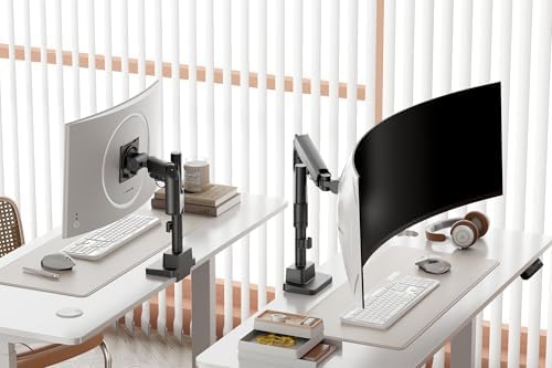 DIGITUS monitor mount – 1 screen – up to 57 inches – 27 kg load capacity – gas pressure spring – for flat and curved monitors – VESA 75x75 100x100 – rotate, swivel, tilt – black