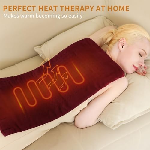 SAROO Massaging Weighted Heating Pad for Back Pain Relief,20"*24",Wine Red