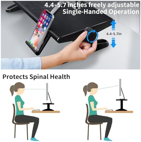 Computer Monitor Stand Riser for Desk,4.4-5.7 Inches Freely Height Adjustable with Cellphone Holder,Multi-Purpose Desktop Organizer Monitor Stands Riser for Computer,Laptop,Printer,TV (BLack)