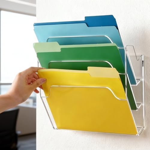 Acrylic Hanging Wall File Organizer, Clear Wall File Holder