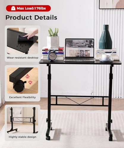 KLSMYHOKI Standing Desk Adjustable Height, Mobile Stand Up Desk with Wheels