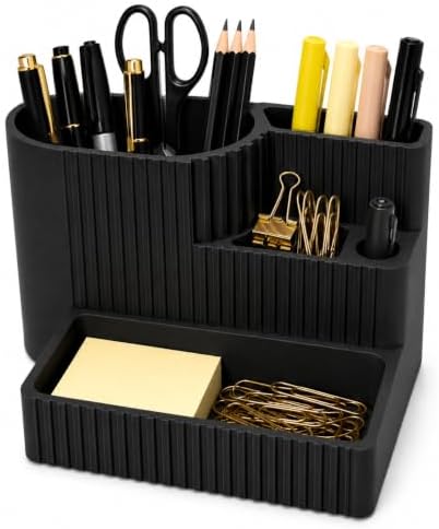 Desk Organizer with Multiple Compartments, Desktop Organizer for Office Supplies, Pens, Pencils, Markers, Scissors, Sticky Notes & Paper Clips, Modern Desk Storage for Home Office, School & Dorm