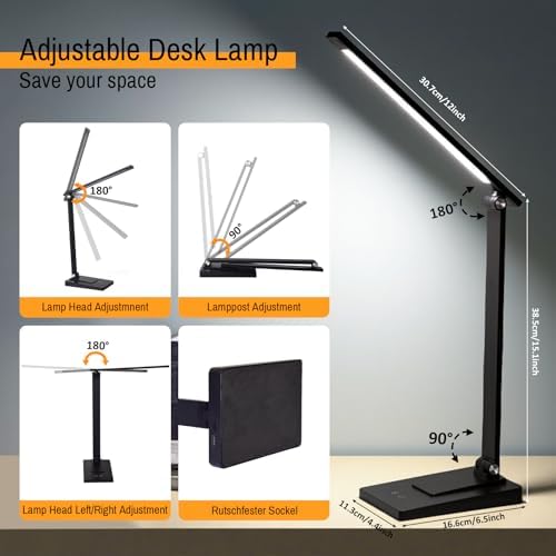 Rechargeable LED Desk Lamp, 800LM 2600mAh Reading Table Lamp