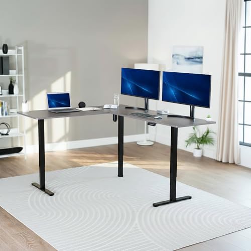 VIVO Dark Gray 75 x 63 in Corner Standing Desk, DESK-E3CTG-75