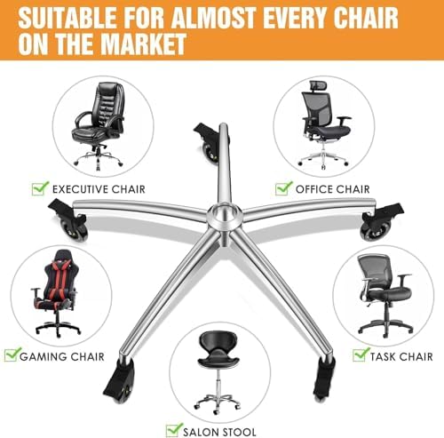 Office Chair Base with Casters (3300 lbs) - Heavy Duty Alloy, Universal Fit