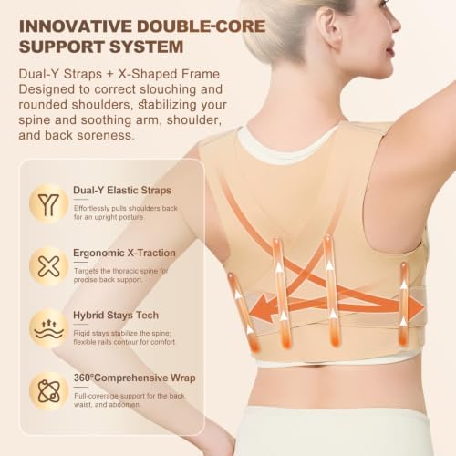 Invisible Posture Corrector for Women Lightweight Adjustable Back Brace for & Upper Back Shoulder Neck Pain Relief - Improve Posture Correct Hunchback Slouching Spine Corrector Under Clothes Large