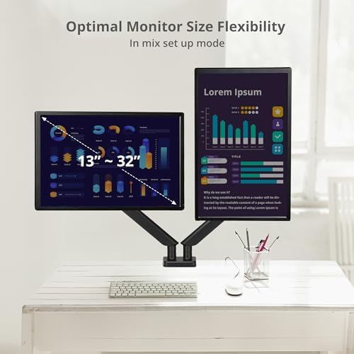SIIG Dual Monitor Arm, 13"-32", 22 lbs, VESA 75/100, CE-MT3Y11-S1