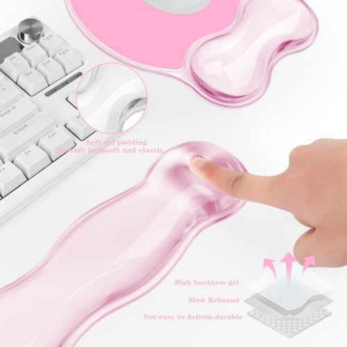 Gel Wrist Rest for Keyboard and Mouse Pad Set - Clear Pink