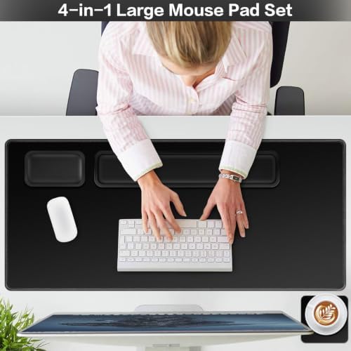 4-in-1 Mouse Pad Black, Mouse Pad with Wrist Rest