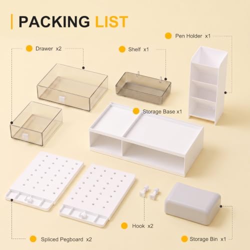 Comix Desk Organizer with Drawers, for Office Dorm Home, White