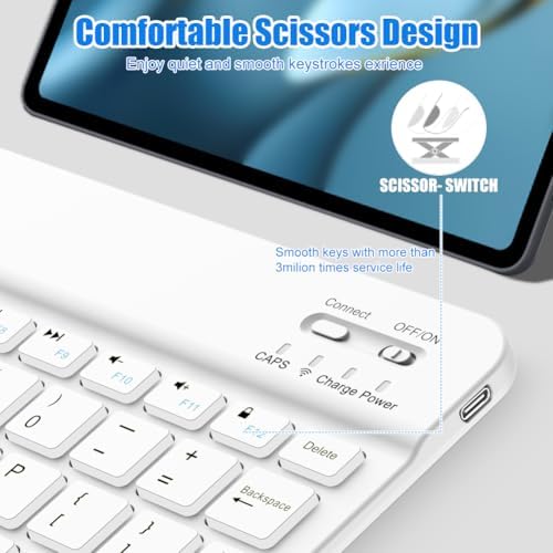 Bluetooth Keyboard for iPad 10th Generation, iPad Pro 13/12/11/10/9/8/7 inch, iPad Air 13/11th Gen, iPad Mini, IOS Windows Android Tablets - Slim Wireless Portable Travel Office Computer Accessories