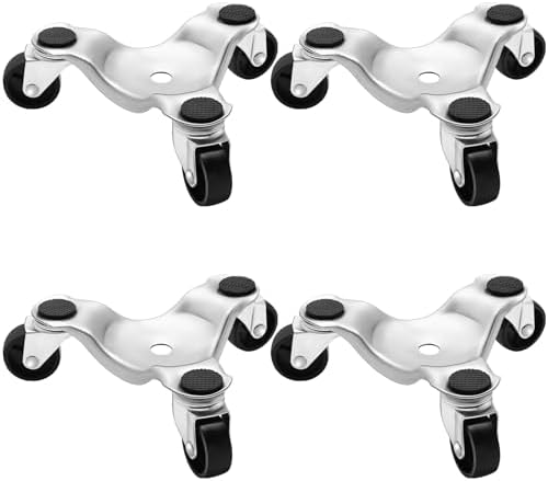 Timtin 4 Pcs Furniture Moving Dolly Set, 3 Wheel Steel Tri Dolly Heavy Duty Movers Mobile Rollers, Triangle Swivel Caster Easy Moving Tool for Home Furniture, Appliance, 6 Inch, 200 lbs Capacity
