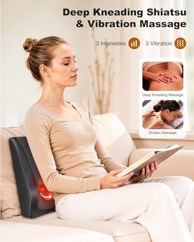 Snailax Shiatsu Back Massager with Heat, Cordless 4D Neck Massage Pillow