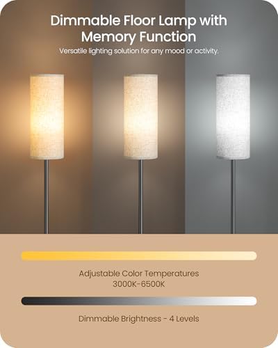 Dimmable Floor Lamp for Living Room with RGB Colors, Color Changing Ambient Lighting, Corner Standing Lamp for Bedroom - Remote, Foot Switch, Timer, Warm Cool White, 10W Smart Bulb Included RE06LD05W1