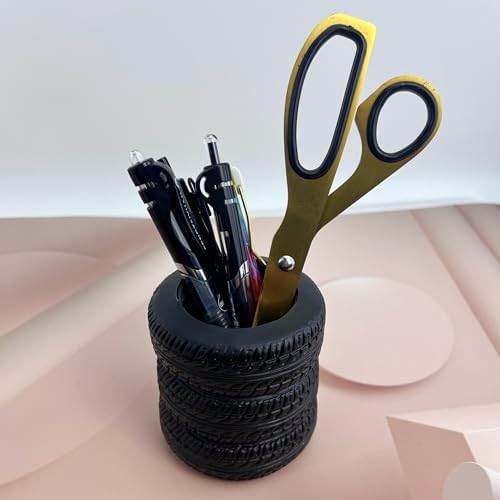 Fengtaiyuan Tire Pen Holder, Fun Automotive-Themed Desk Organizer, Durable Non-Slip Stationery Storage for Home Office, School, Workshop, Unique Gift for Car Lovers, 2 Pack (T17)