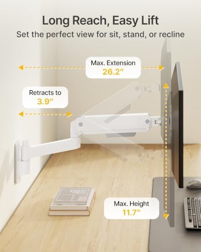 monTEK Heavy Duty Monitor Wall Mount for 17-45" Screens, Holds 35 Lbs