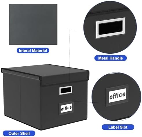 File Organizer Box with Lids, Collapsible File Folder Organizer