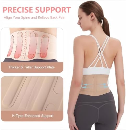 RANDY SUN Lower Women Back Brace for Office - Breathable Mesh Posture Corrector, Adjustable Straps for Custom Fit, Invisible Under Clothes, All Day Wear, Pink, Large