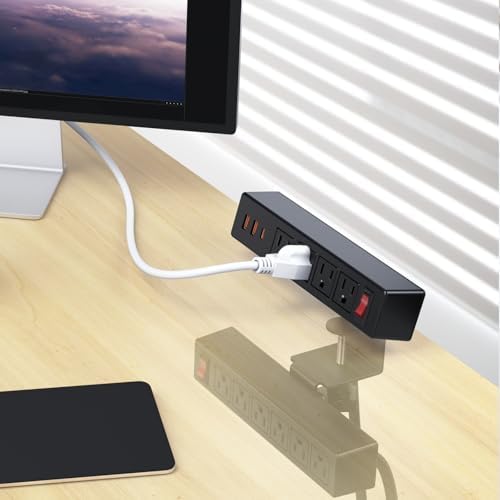 VILONG Dual Layer Desk Clamp Power Strip, 20W USB-C, 700J Surge Protector
