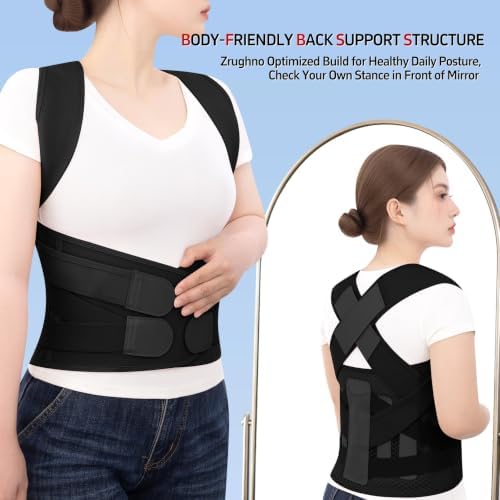 Posture Corrector for Women and Men Back Brace Straightener Scoliosis Spine Support Hunchback Upright Instant Thoracic Relief Pain Adjustable Shoulder Straps Kyphosis (Black, Small)