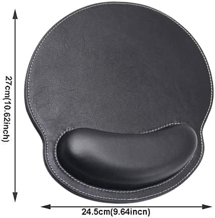 RICHEN Ergonomic PU Leather Mouse Pad with Wrist Support,Comfort Memory Foam,Waterproof Surface，Non- Slip Rubber Base for Computer Laptop & Mac,Lightweight Rest for Home,Office & Travel (Black)