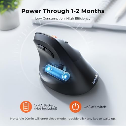 MEETION Ergonomic Vertical Wireless Mouse, Bluetooth Multi-Device