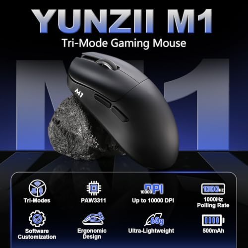YUNZII M1 PAW3311 Sensor Wireless Gaming Mouse (Black)