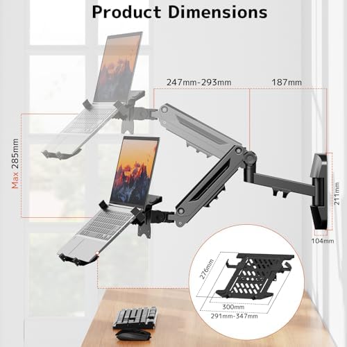 PUTORSEN 2-in-1 Laptop Wall Mount for 10-17" Notebook & 17-40" Screen
