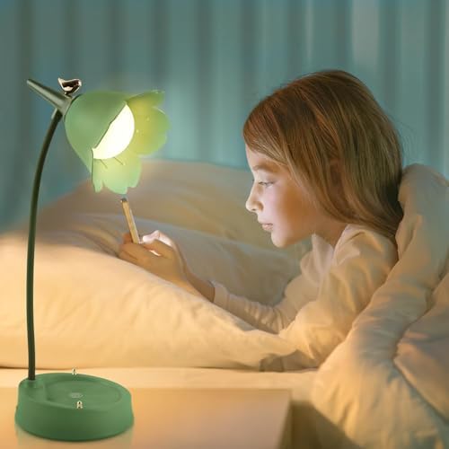 Desk Lamp for Kid, Dimmable LED Table Lamp with 3 Colour Temperatures, Rechargeable Desk Lamp with Touch Sensor and Flexible Arm, USB Bedside Lamp for Reading, Learning, Working (Green)