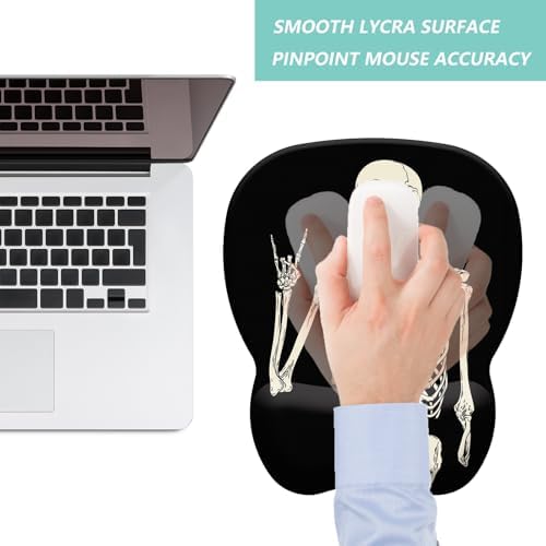 Mouse Pad with Wrist Support, Ergonomic Mousepad with Comfortable Memory Foam Wrist Rest Cushion, Relieve Wrist Pain, Non-Slip Rubber Base Gaming Mice Pad for Home Office Computer, Human Skeleton
