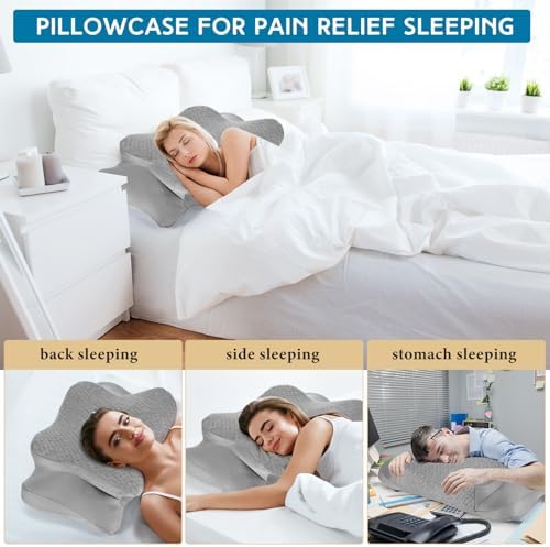 HunnmingRe Pillow Case for Cervical Neck, Gray, Queen Size