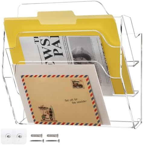 DINGHUO 3 Pockets Acrylic Hanging Wall File Organizer for Office