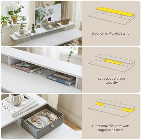 Agilestic 55 * 24 Inch Electric Standing Desk with Drawers, White
