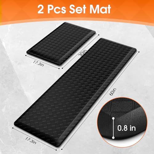 TranquilRelax 4/5 Inch Cushioned Anti Fatigue Kitchen Mats for Floor, Black