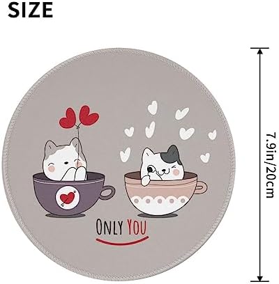 Cute Animal cat with Friend on Coffee Cup cat Mouse pad Cute,Gaming Mouse pad Small Non-Slip Round Mouse Pads for Wireless Mouse,Laptop,Desk