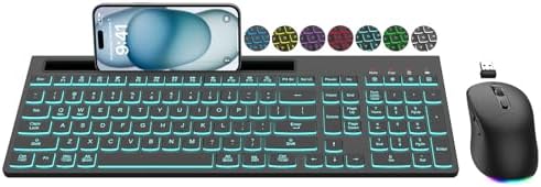Wireless Keyboard and Mouse Combo, 7 Backlit Effects, Light Up Letters