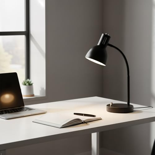 AFORTLO LED Desk Lamp,3 Color Temperature Changeable Table Lamp,Flexible Gooseneck Eye-Caring Book Reading Light for Home Office, Study, Nightlight with Bulb (Matte Black)
