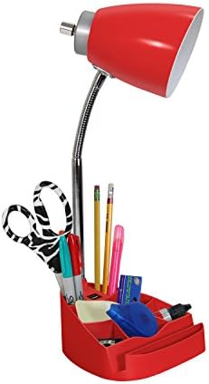 Limelights LD1056-RED Desk Lamp Organizer with iPad Tablet Book Stand and USB Charging Port, Red