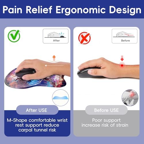 Wrist Support Mouse Pad Anti Slip Rubber Wrist Rest Mousepad 9in X 8in Small Desktop Notebook Mouse Mat for Working and Gaming (M-Tree of Life)
