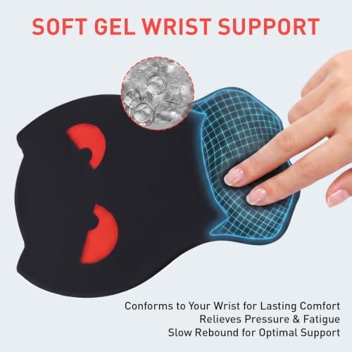 Ergonomic Keyboard and Mouse Wrist Rest 2 in 1 Set, Red Orange Bats
