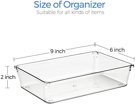 Ravinte 6 Pack Drawer Organizer, 6" x 9" Plastic Storage Bins