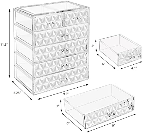 Sorbus 6-Drawer Makeup Organizer with Small & Wide Drawers (Diamond)