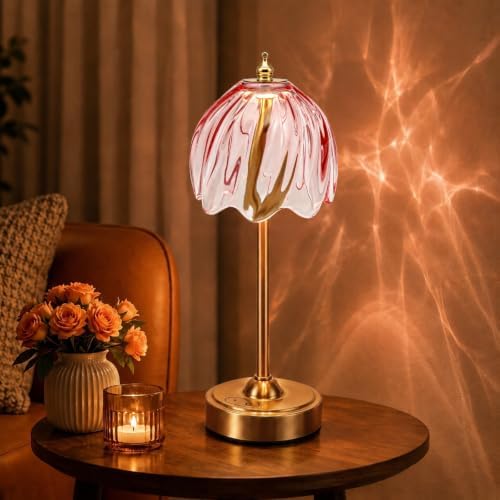 Nusogon Cordless Flower Table Lamp, 5200mAh Small Rechargeable Touch Lamp