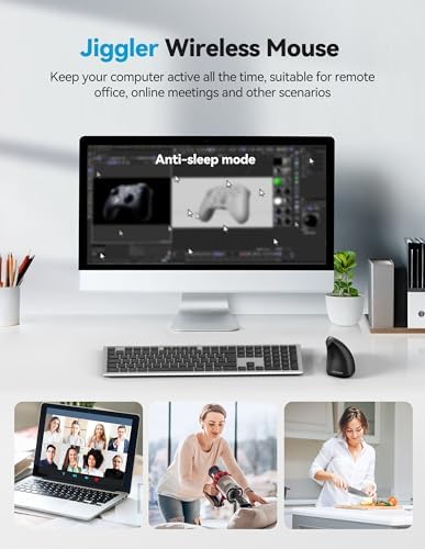 TECKNET Ergonomic Mouse with Jiggler, Bluetooth Wireless Vertical Mouse, 4800DPI Rechargeable Carpal Tunnel Mouse, Undetectable Random Movement Keeps Computers Awake for PC, Laptop, Mackbook